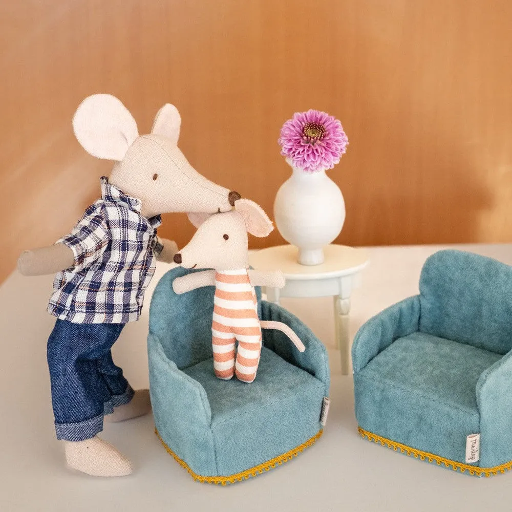 Maileg two chairs for mice - green