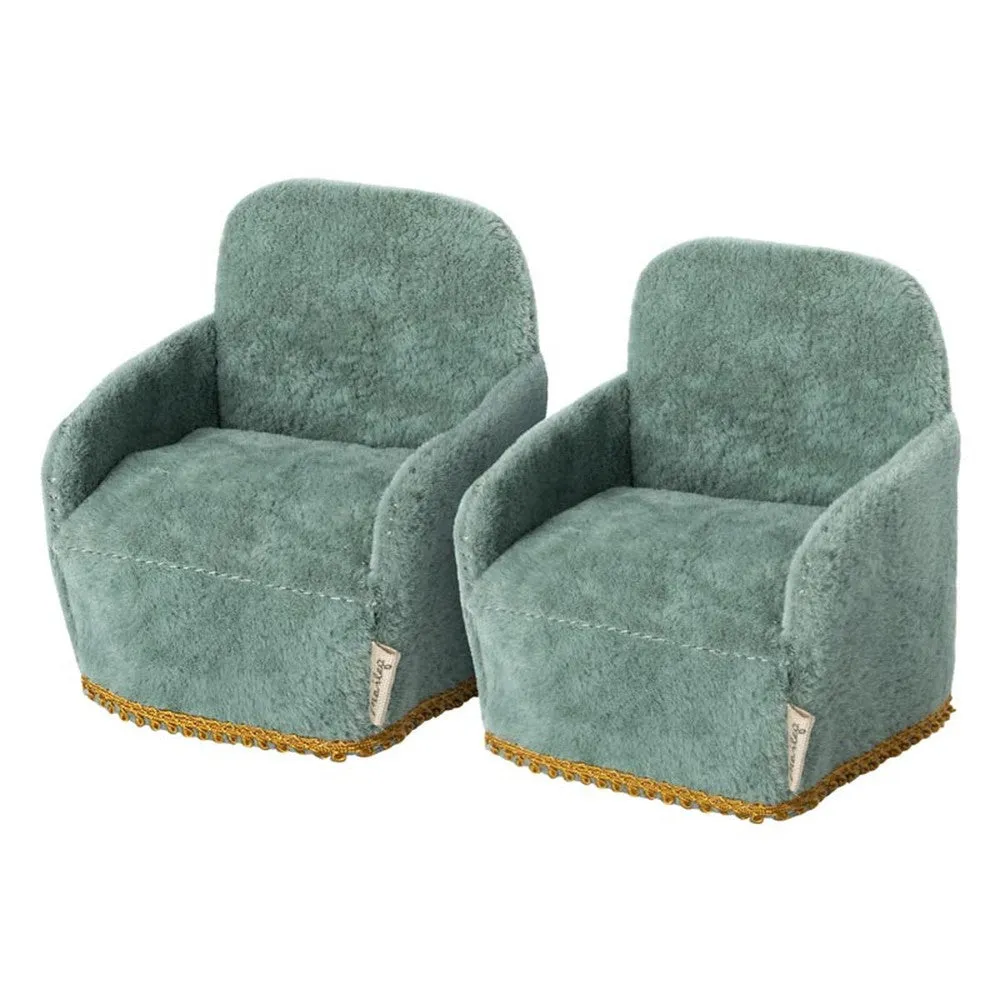 Maileg two chairs for mice - green
