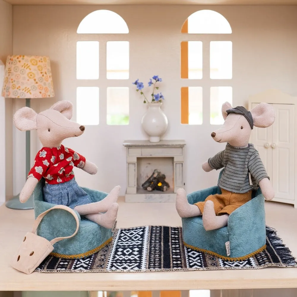 Maileg two chairs for mice - green