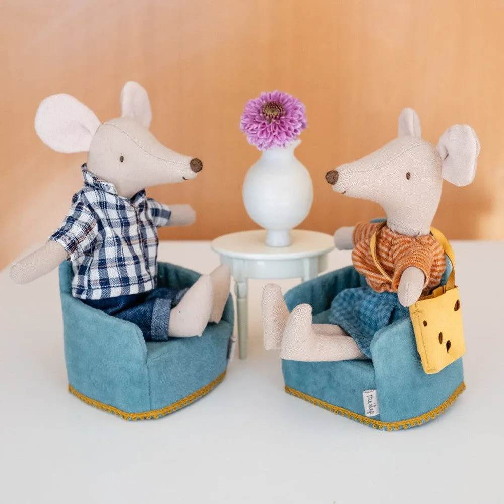 Maileg two chairs for mice - green