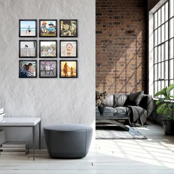 Maurvish Amazing Arts Square Photo Frames For Wall Decoration Set of 9-8x8 Photo Frames For Home, Office or Wall Decoration, Ideal Gift for Friends (Black)