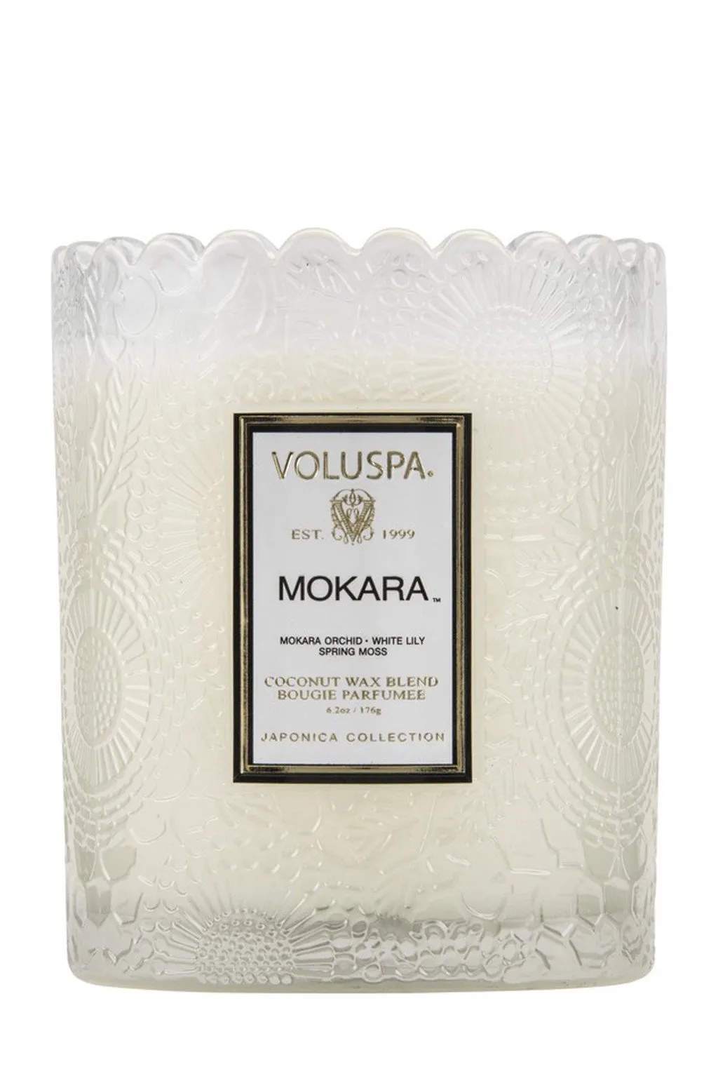 Mokara Scalloped Edge Glass Candle