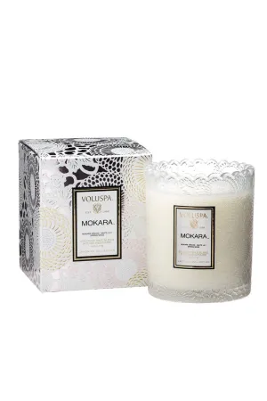 Mokara Scalloped Edge Glass Candle