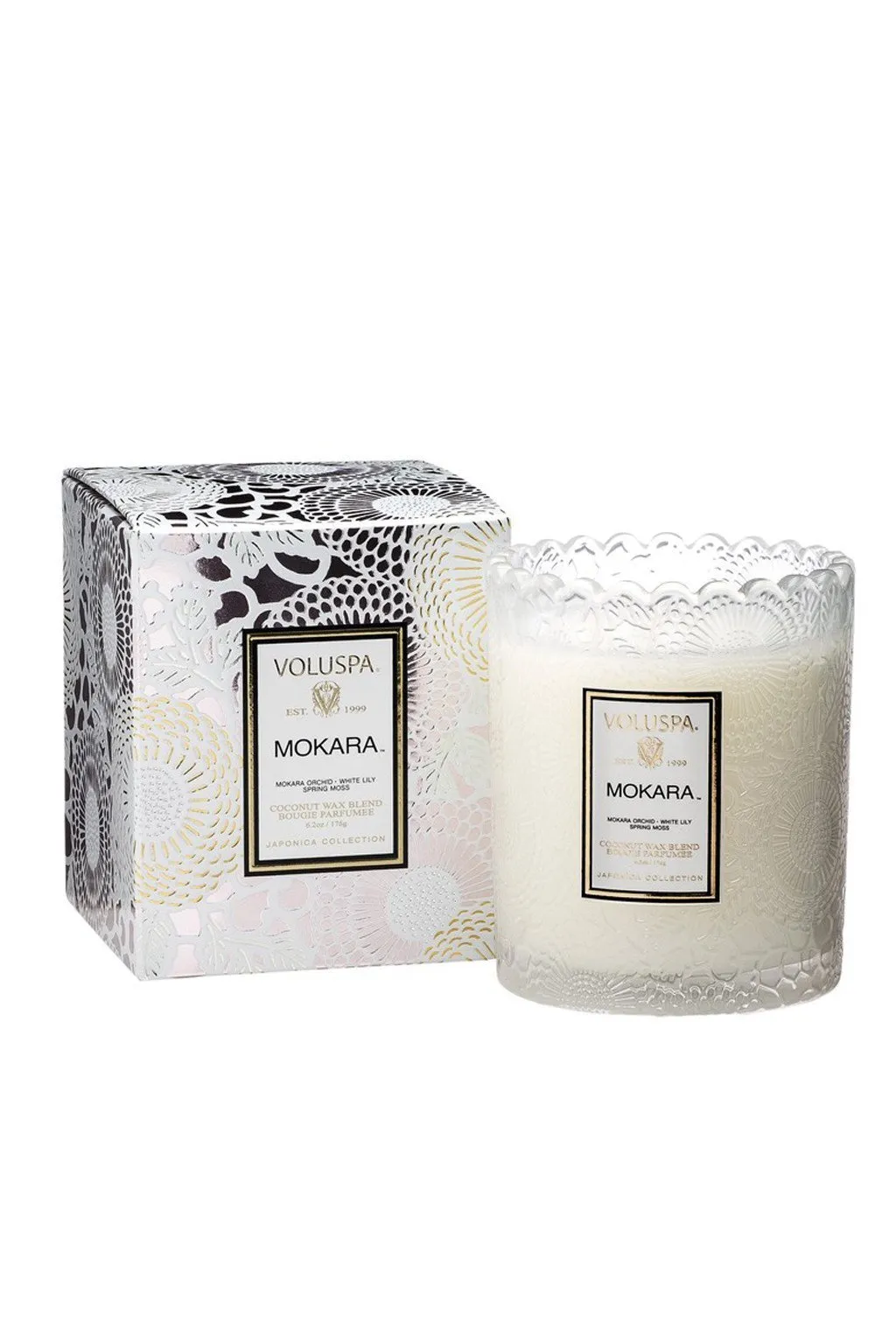 Mokara Scalloped Edge Glass Candle
