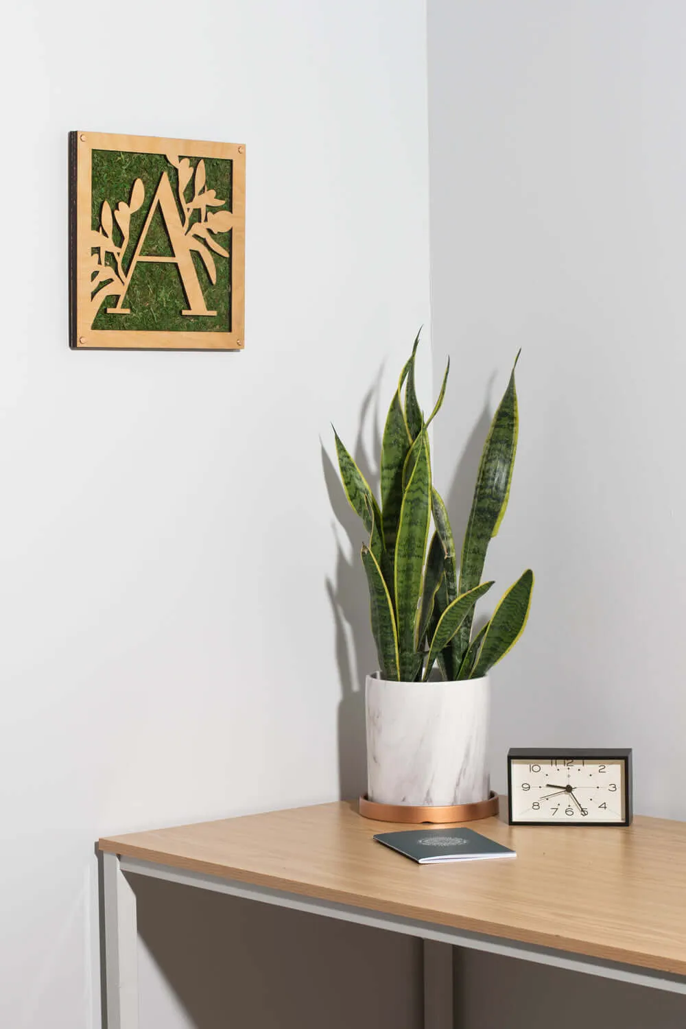Monogrammed Moss Frame - Wooden Botanical Wall Art Letter "I"
