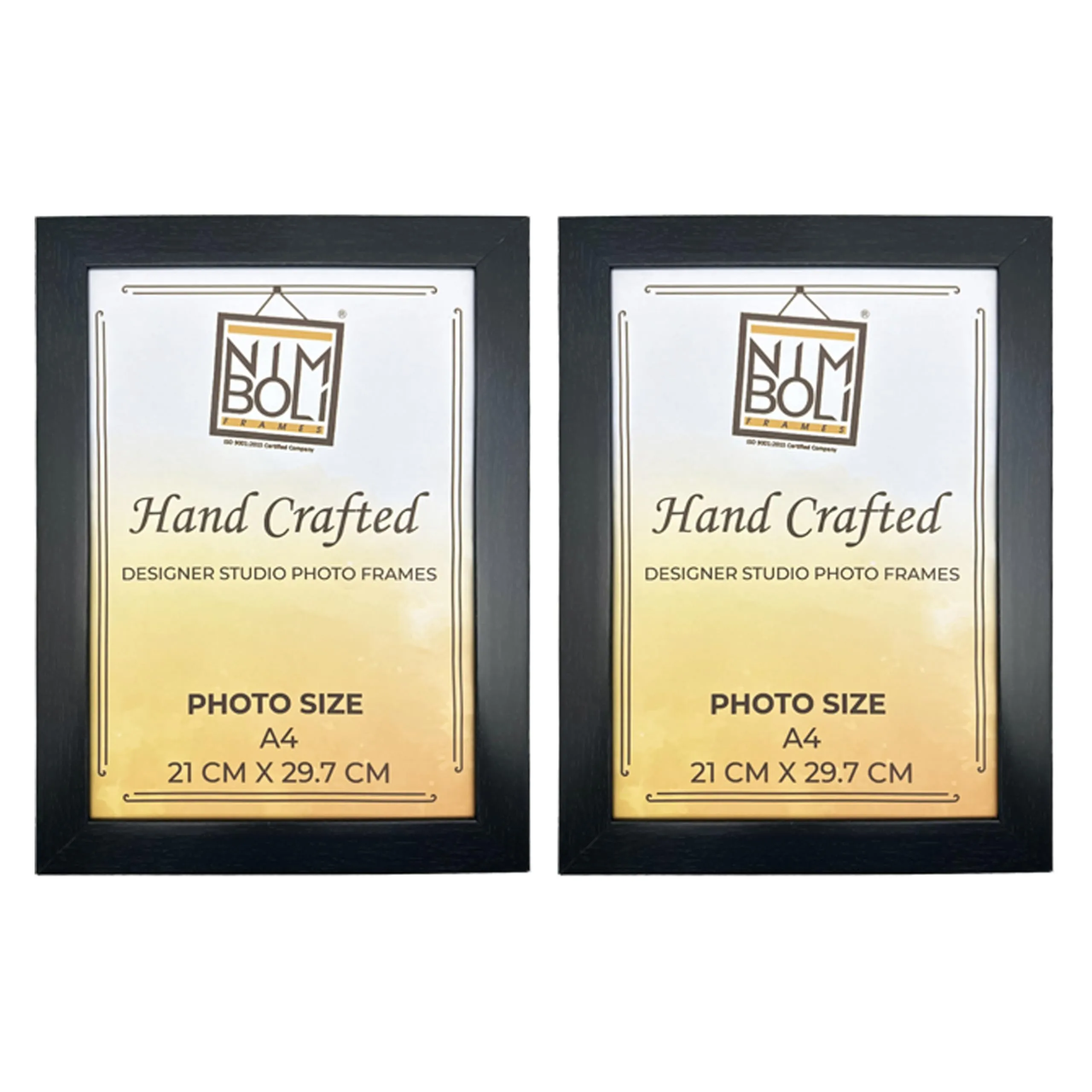 NIMBOLI Frames Synthetic Wooden Photo Frame 2 frames of A4 Size Wall & Table Mount | Pre-Installed Hook and Stand | Home and Office Decor (Brown)