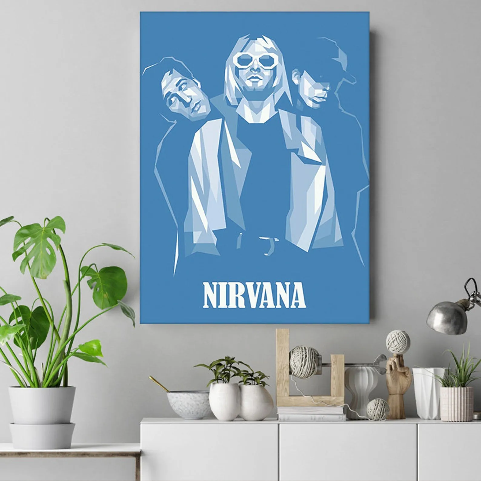 Nirvana Poster, Custom Music Print, Music Poster, Custom Canvas, Home Decor, Wall Hangings, Rock Band Art, Nirvana Canvas