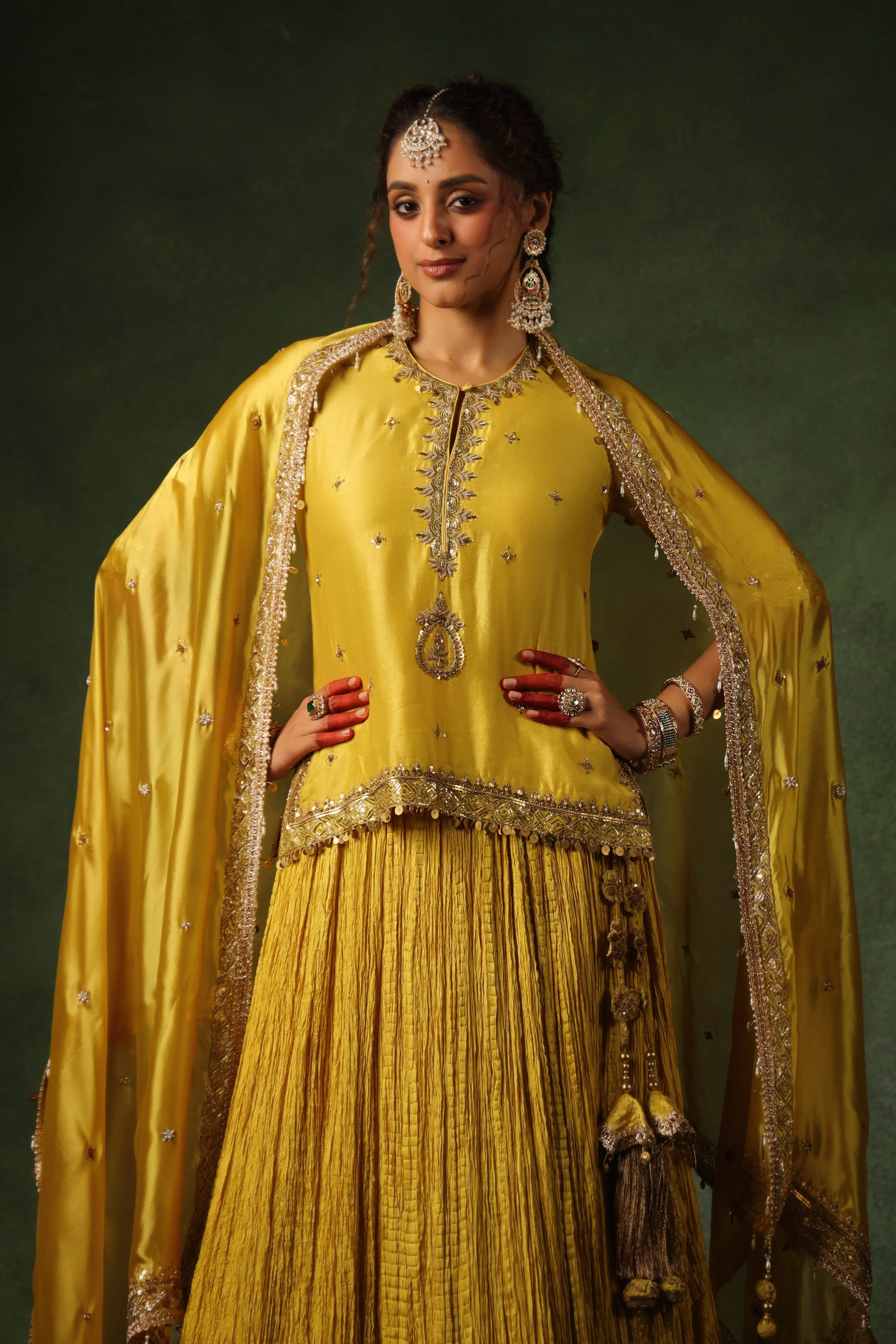 Pakeezah Zardosi Ambi Kurta Lehenga Sunehra