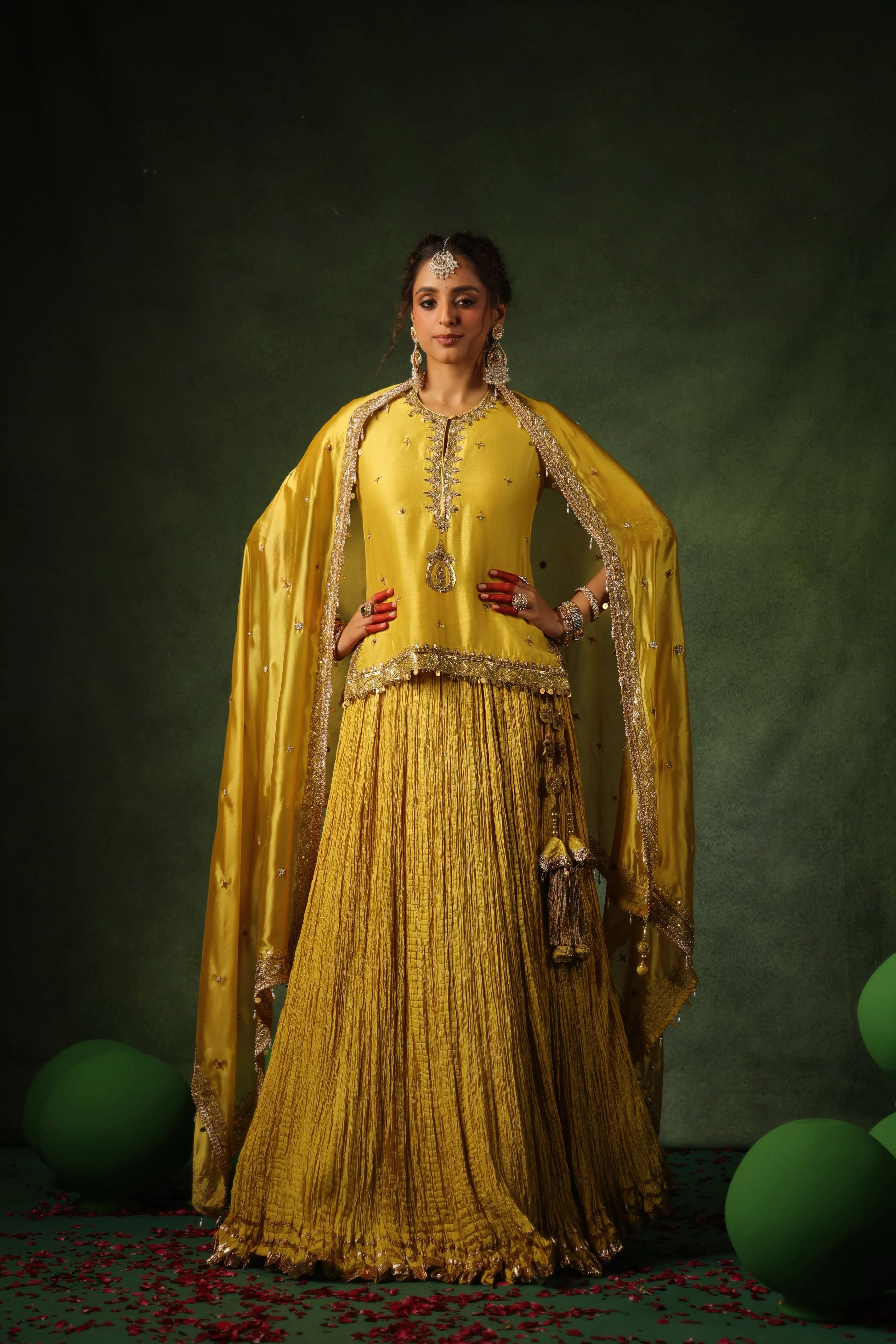 Pakeezah Zardosi Ambi Kurta Lehenga Sunehra