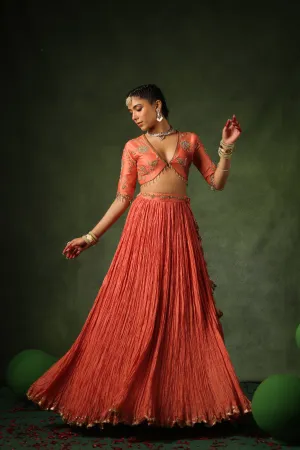 Pakeezah Zardosi Buta Lehenga Narangi