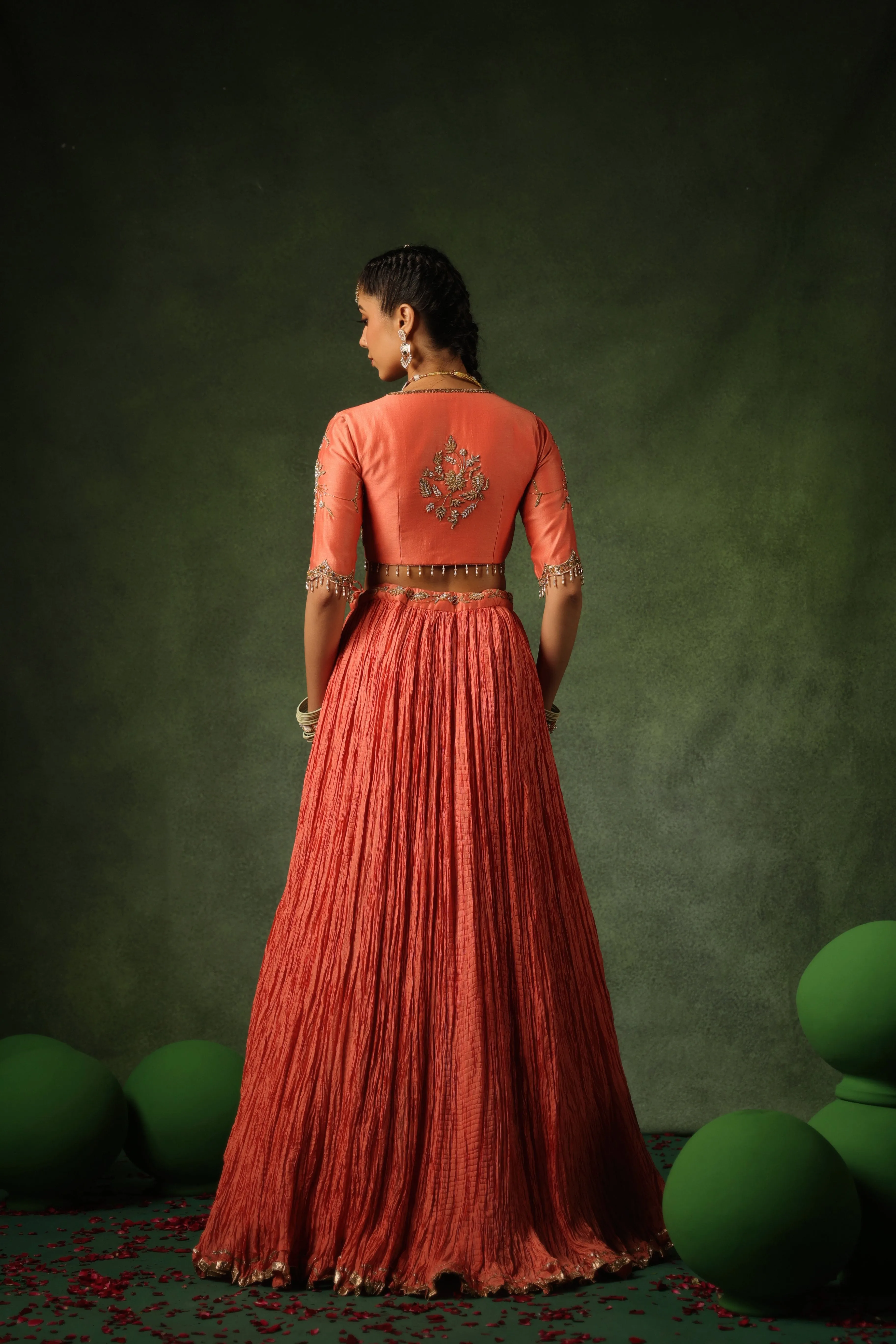 Pakeezah Zardosi Buta Lehenga Narangi