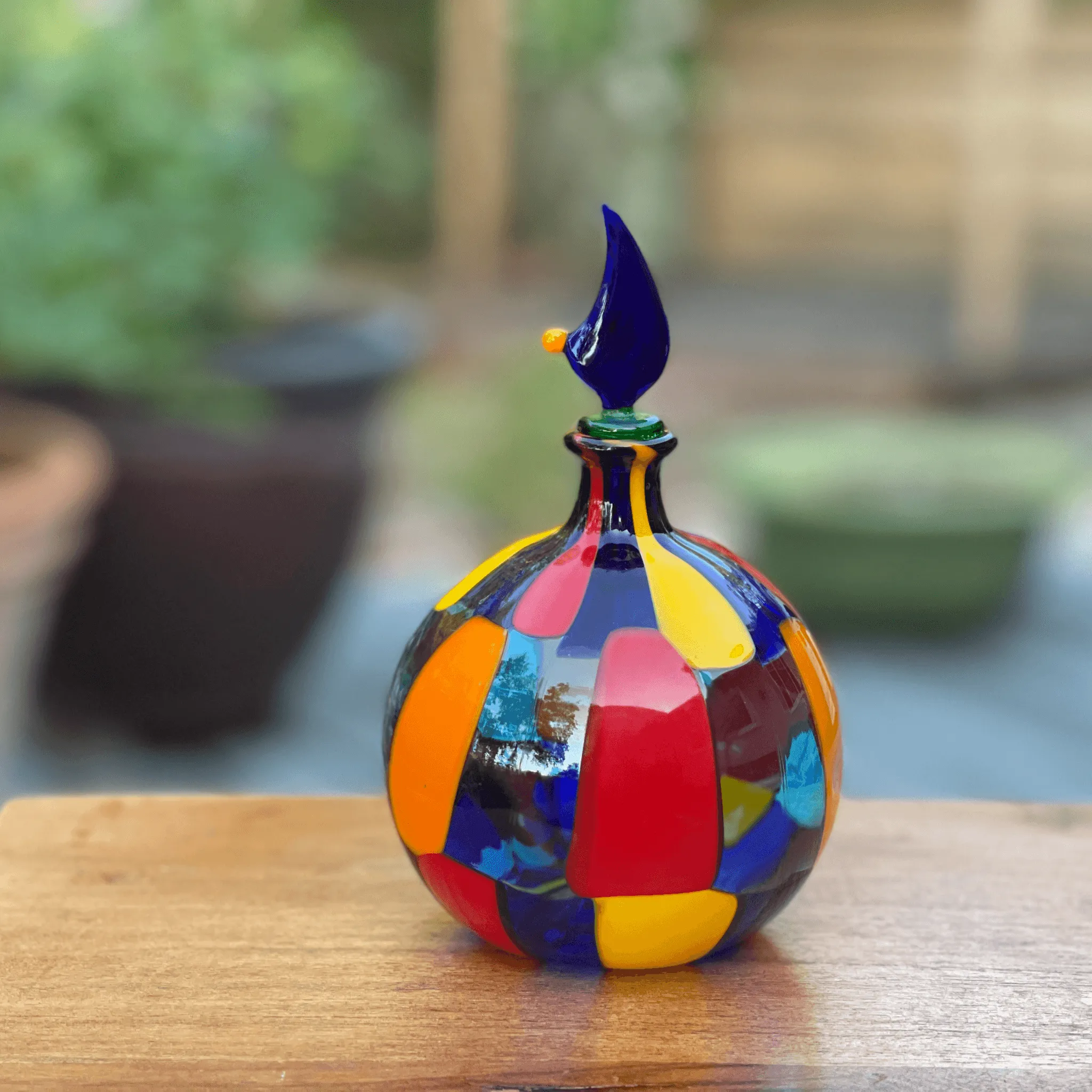 Pazzia Murano Glass Perfume Bottle, Handblown Glass Art