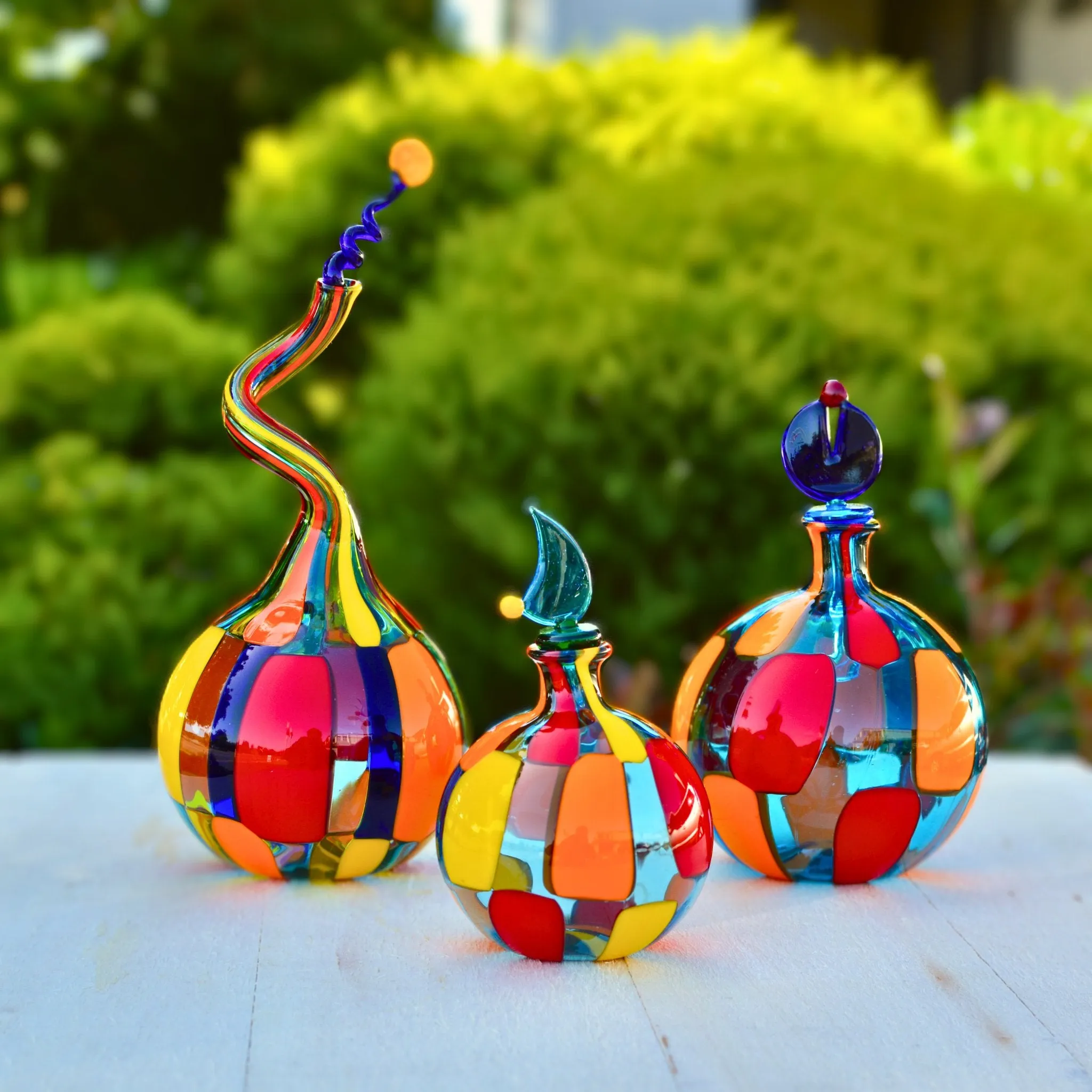Pazzia Murano Glass Perfume Bottle, Handblown Glass Art