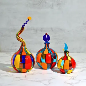 Pazzia Murano Glass Perfume Bottle, Handblown Glass Art