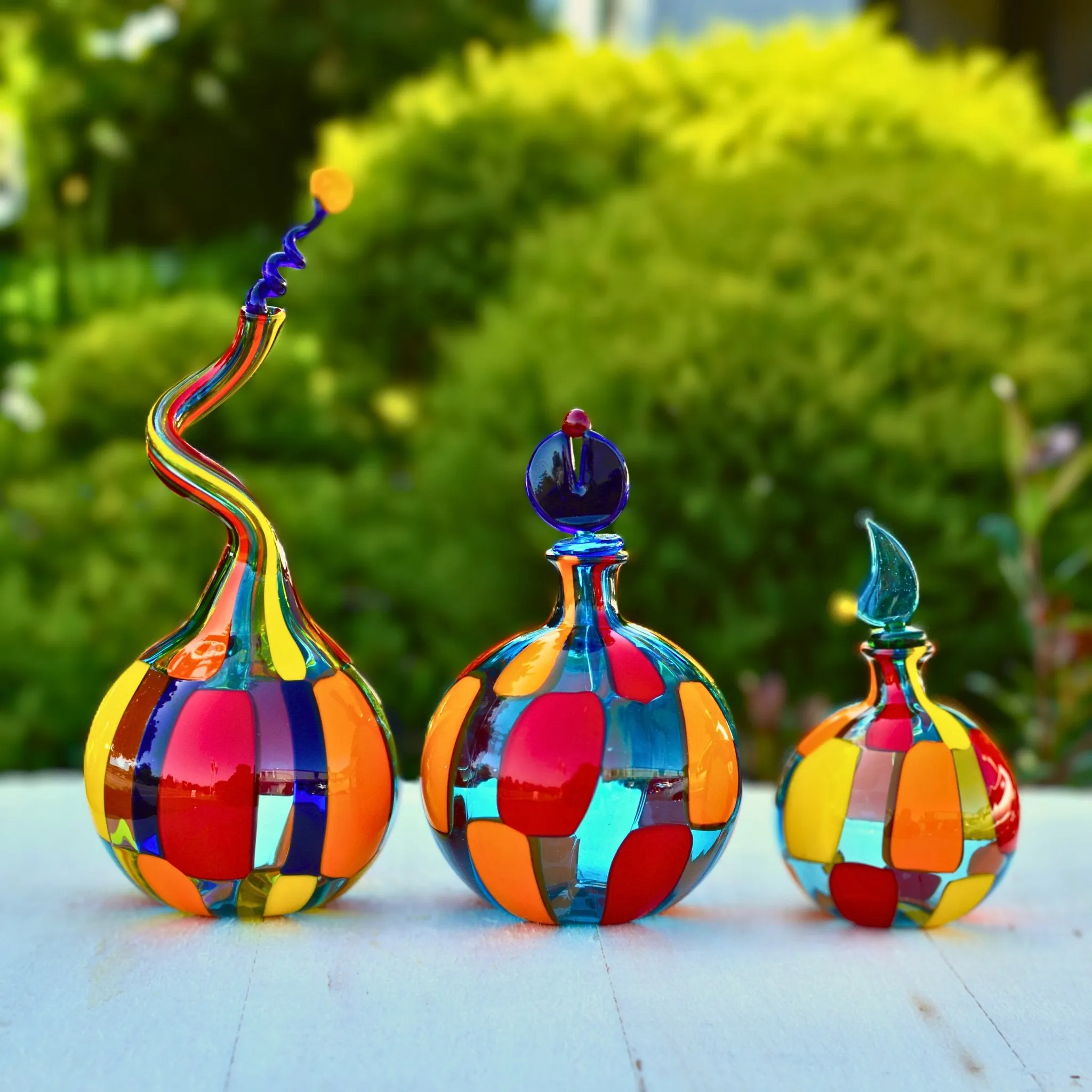Pazzia Murano Glass Perfume Bottle, Handblown Glass Art