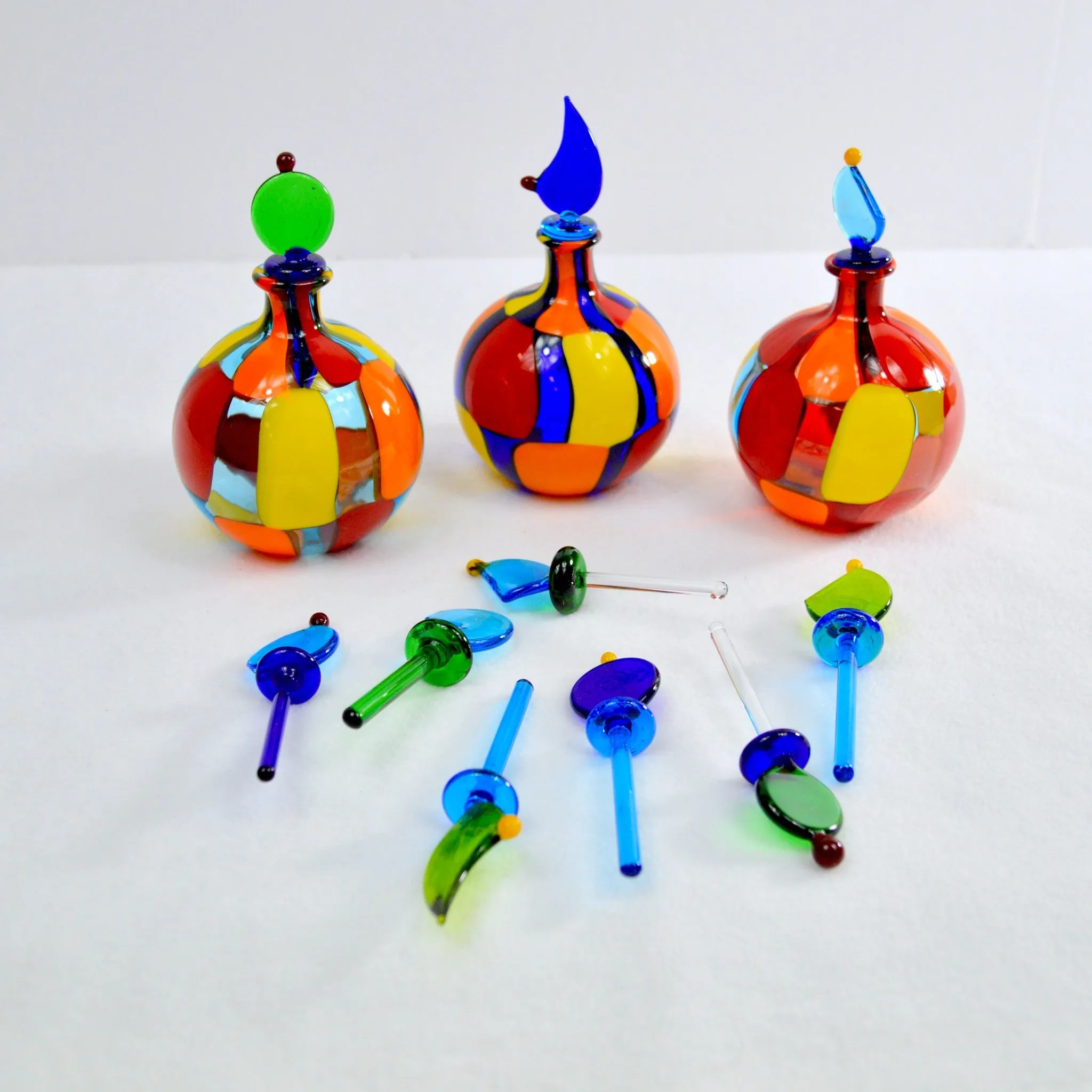 Pazzia Murano Glass Perfume Bottle, Handblown Glass Art