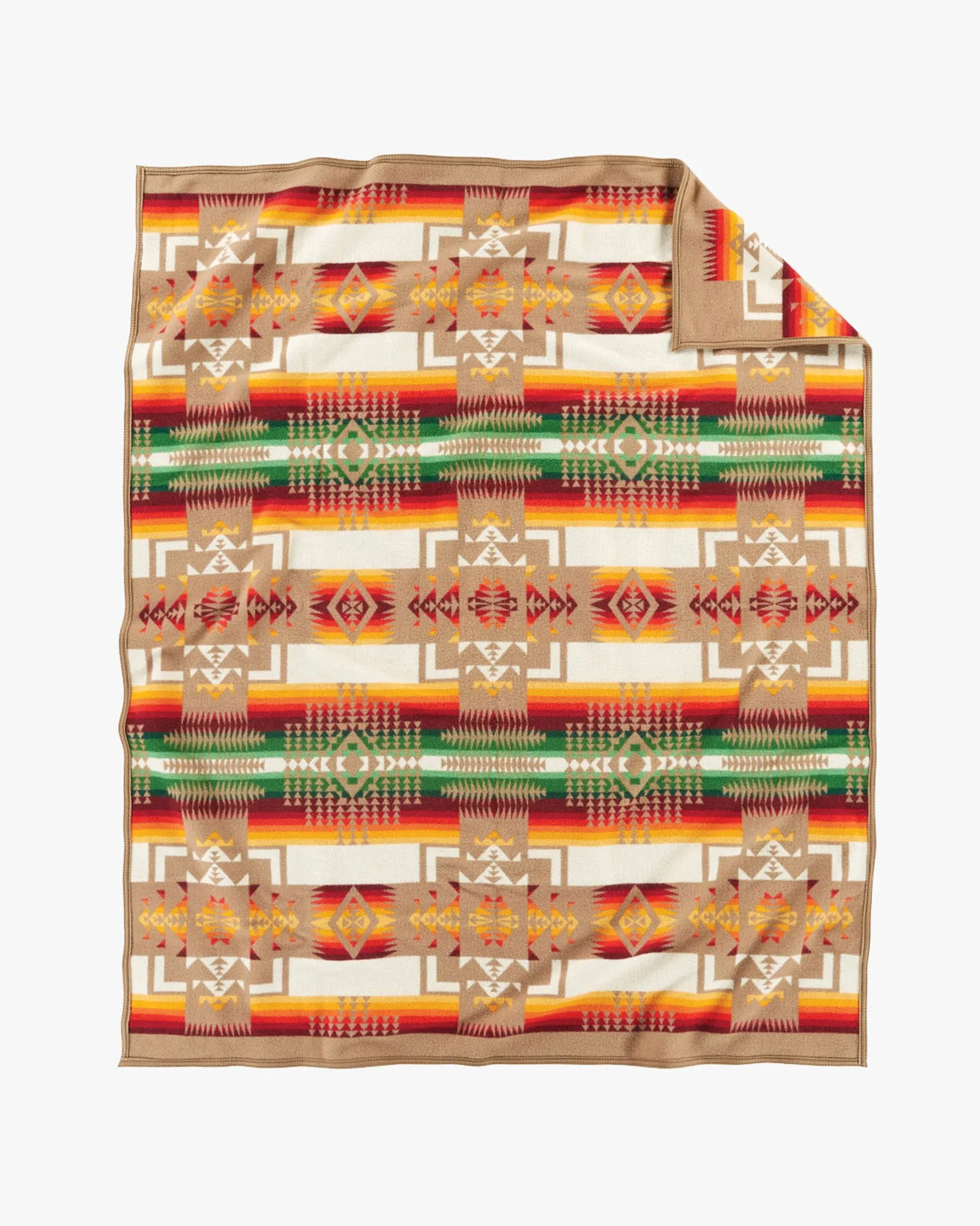 Pendleton Chief Joseph Jacquard Robe Blanket - Khaki