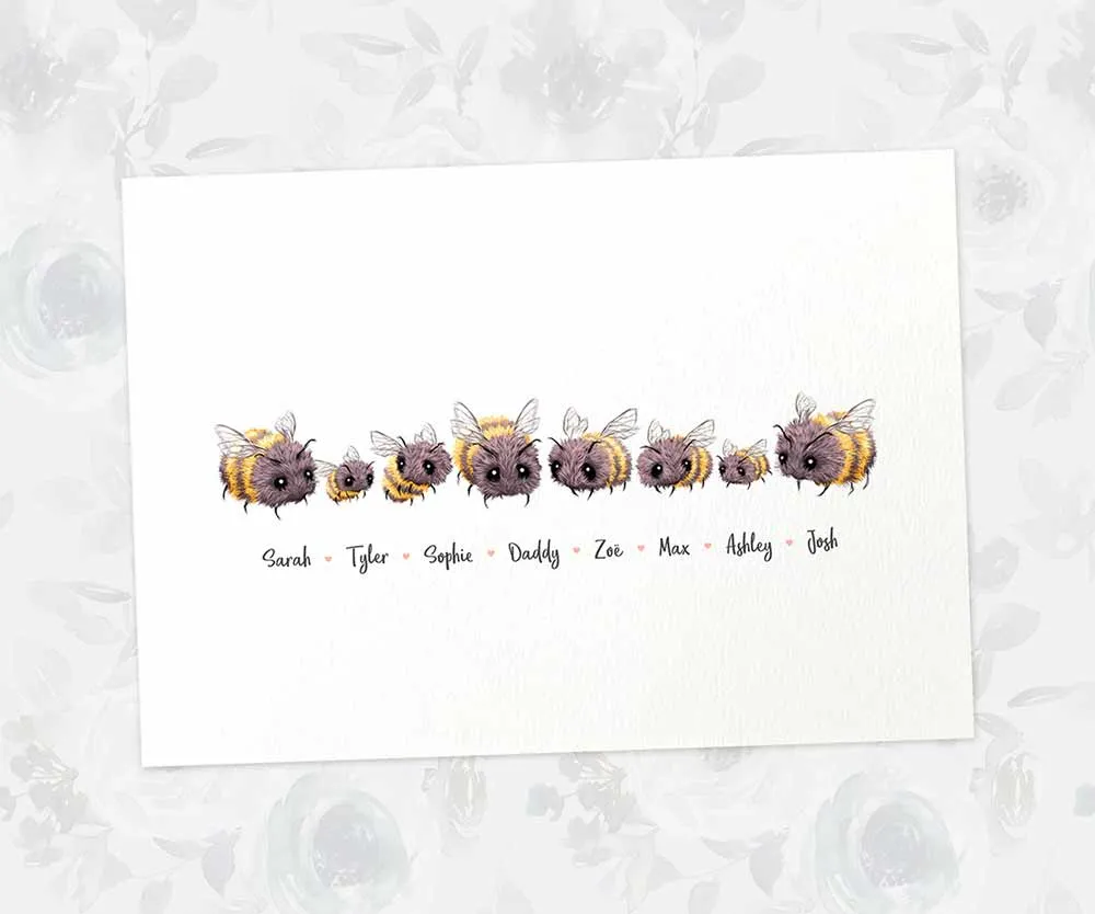 Personalised Bumble Bee Family Portrait