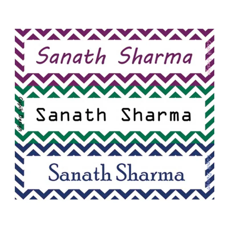 Personalised Chevron Waterproof Stickers - Rectangular