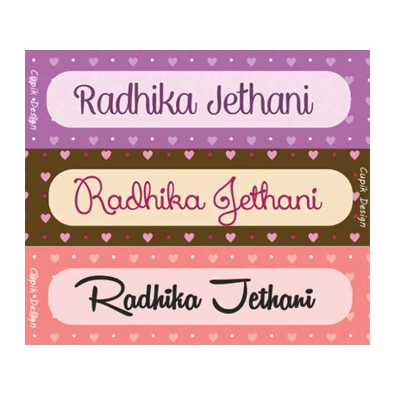 Personalised Hearts Waterproof Stickers - Rectangular