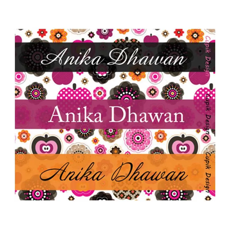 Personalised Pink & Black Floral Waterproof Stickers - Rectangular