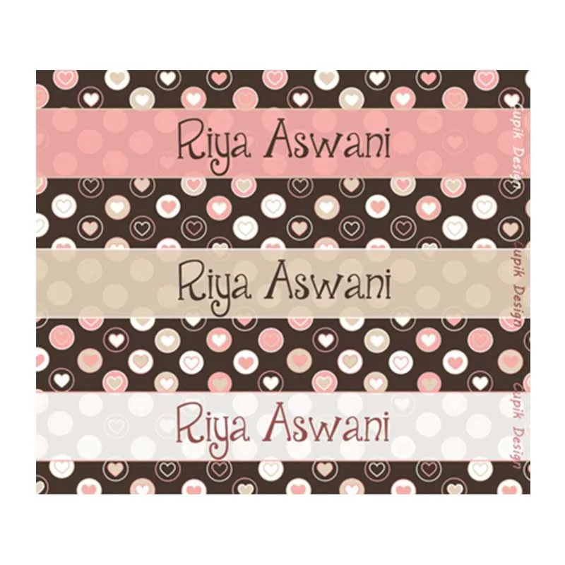 Personalised Pink Hearts Waterproof Stickers - Rectangular