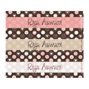 Personalised Pink Hearts Waterproof Stickers - Rectangular