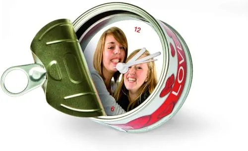 Personalized Table Clock with Interchangeable Pictures, Magnetic Back for Fridge Display a Perfect and Unique Gift or Souvenir (Love)