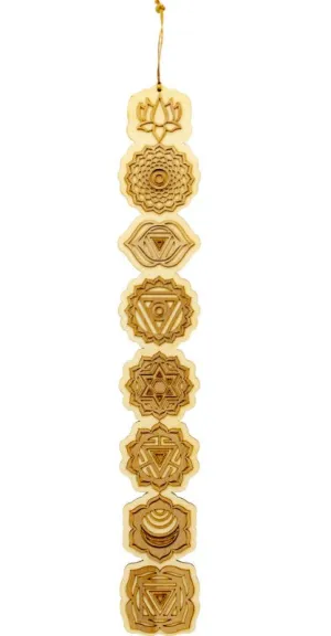 Placque, 7 Chakras, Raw Wood