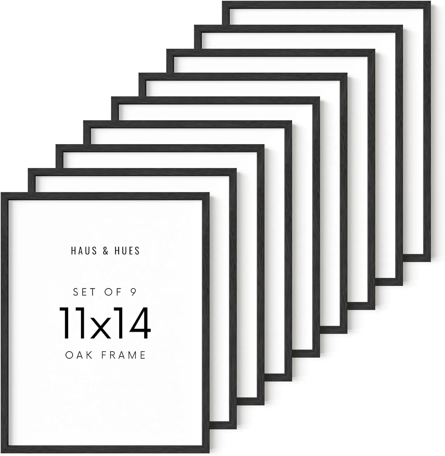 premium HAUS AND HUES 11x14 Black Frame Set of 9 a?? 11x14 Black Picture Frame That Comes Ready-to-hang, Black 11x14 Picture Frame Perfect for Hanging Vertically or Horizontally, 11x14 Frame Black Black 9 x 12