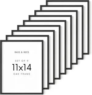 premium HAUS AND HUES 11x14 Black Frame Set of 9 a?? 11x14 Black Picture Frame That Comes Ready-to-hang, Black 11x14 Picture Frame Perfect for Hanging Vertically or Horizontally, 11x14 Frame Black Black 9 x 12