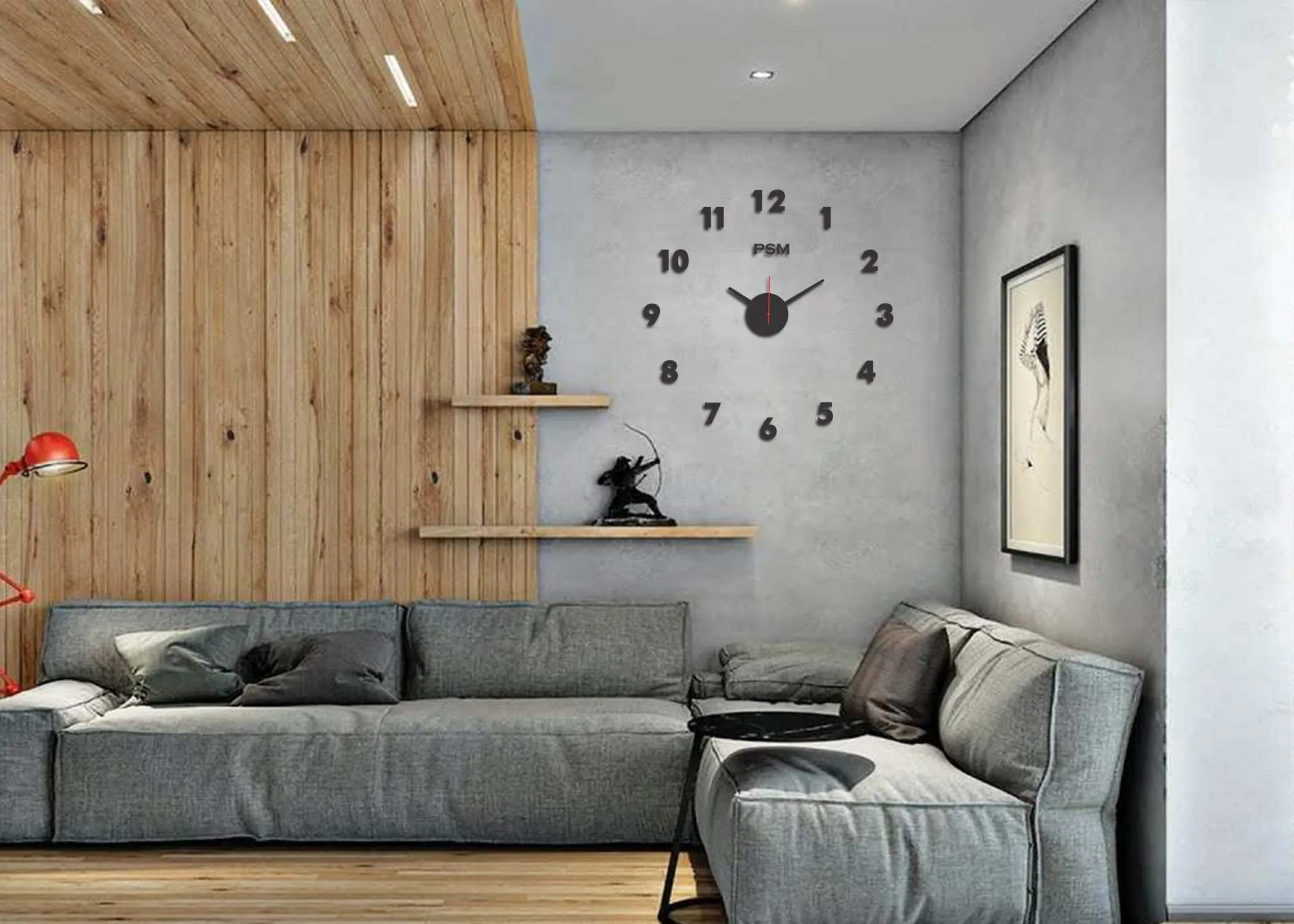 PSM HEAVEN IN HOME 303 Modern Decorative Acrylic 3D DIY Wall Clock Open Number Style (24 inch) (Black 303)