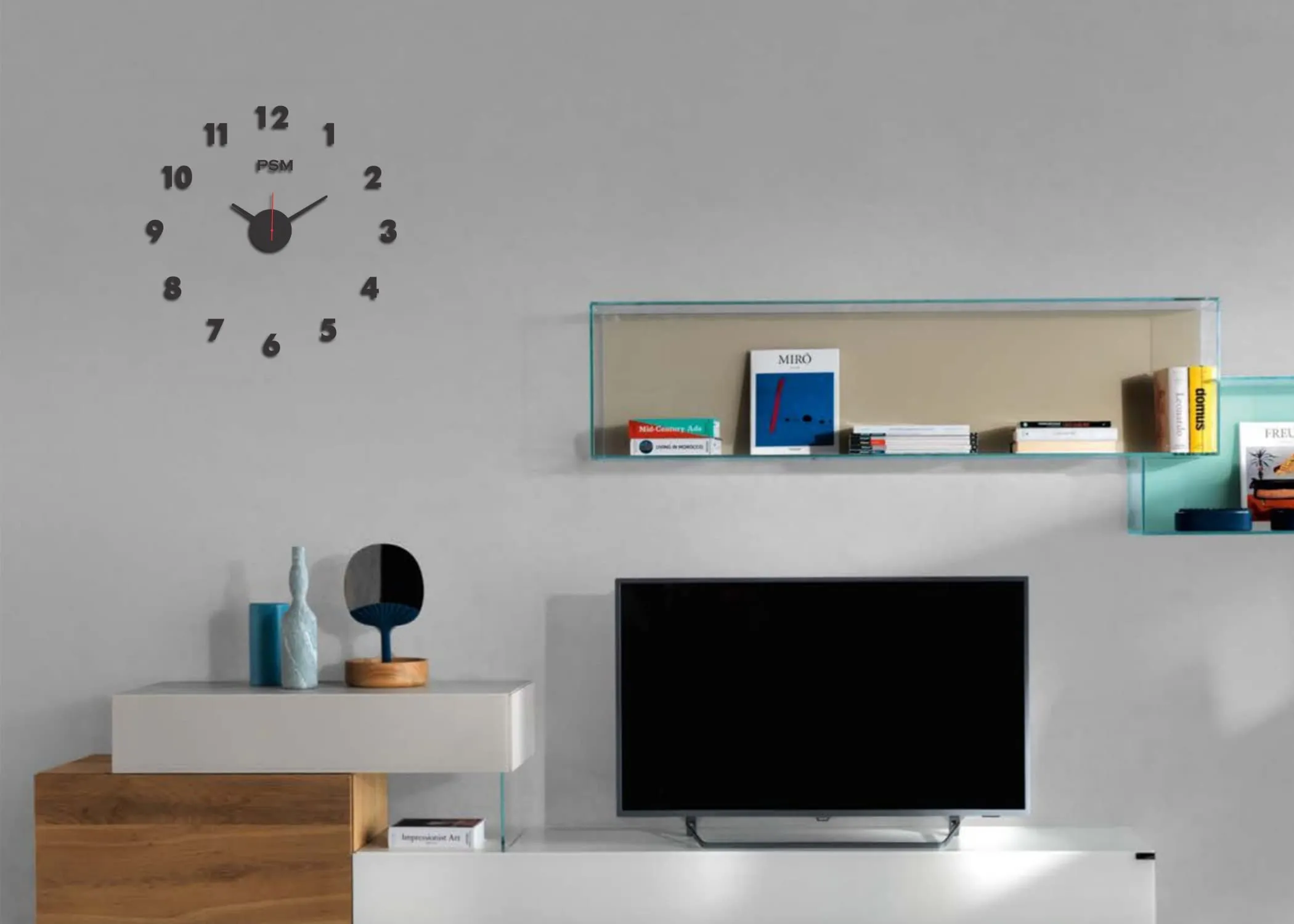 PSM HEAVEN IN HOME 303 Modern Decorative Acrylic 3D DIY Wall Clock Open Number Style (24 inch) (Black 303)