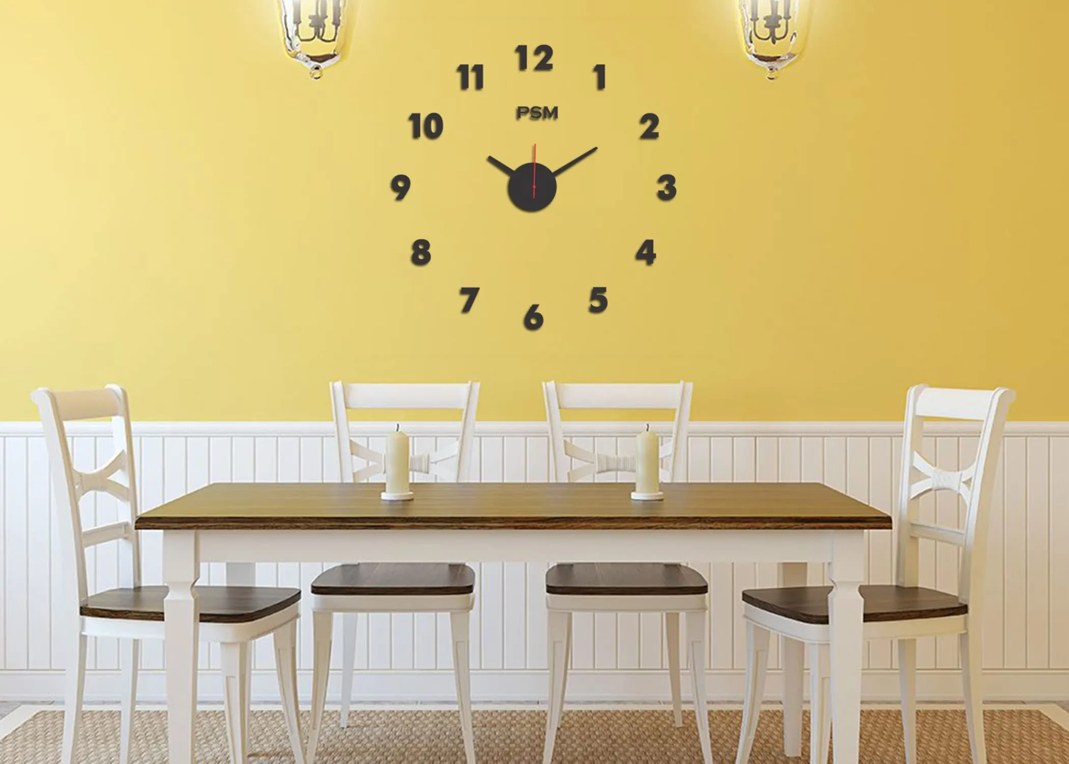 PSM HEAVEN IN HOME 303 Modern Decorative Acrylic 3D DIY Wall Clock Open Number Style (24 inch) (Black 303)