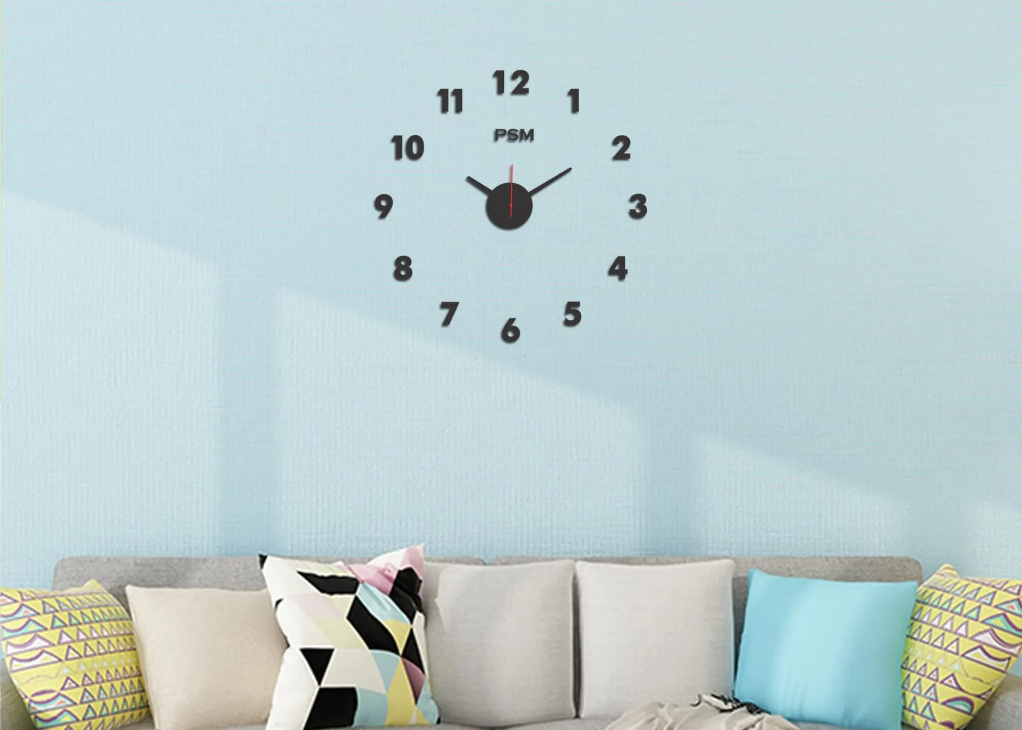 PSM HEAVEN IN HOME 303 Modern Decorative Acrylic 3D DIY Wall Clock Open Number Style (24 inch) (Black 303)