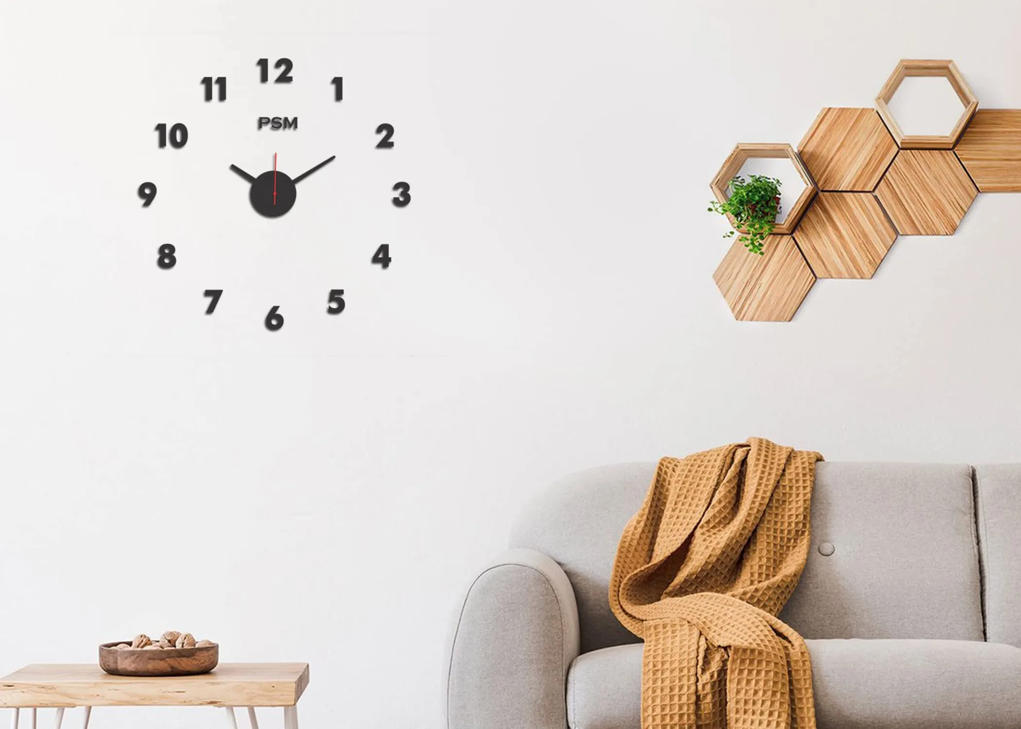 PSM HEAVEN IN HOME 303 Modern Decorative Acrylic 3D DIY Wall Clock Open Number Style (24 inch) (Black 303)