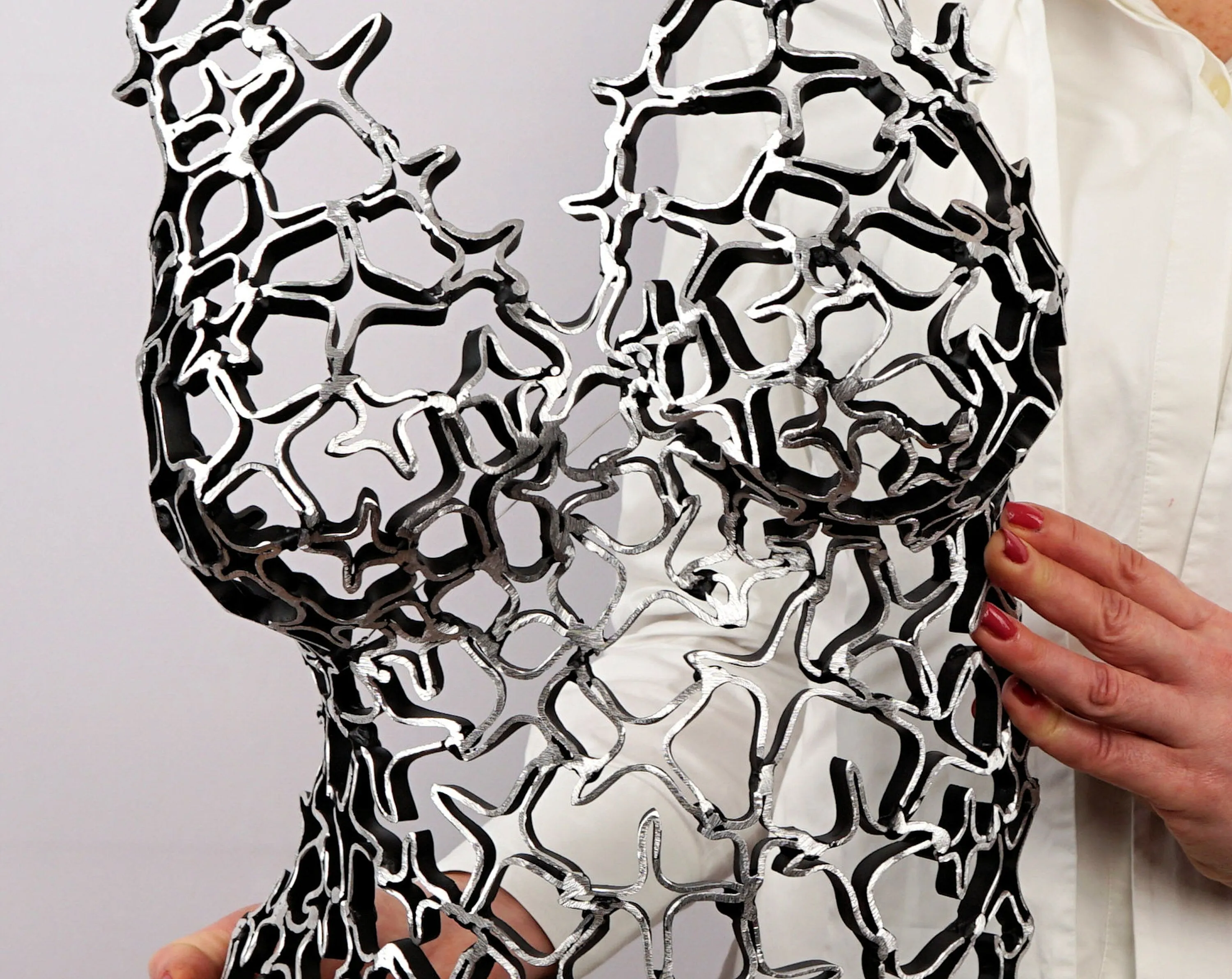 "Iza, Lace Whisperer" Modern Metal Wall Art