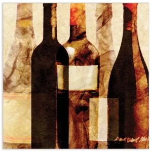 "Smokey Wine 4" Frameless Free Floating Tempered Art Glass Wine Bottle Wall Art