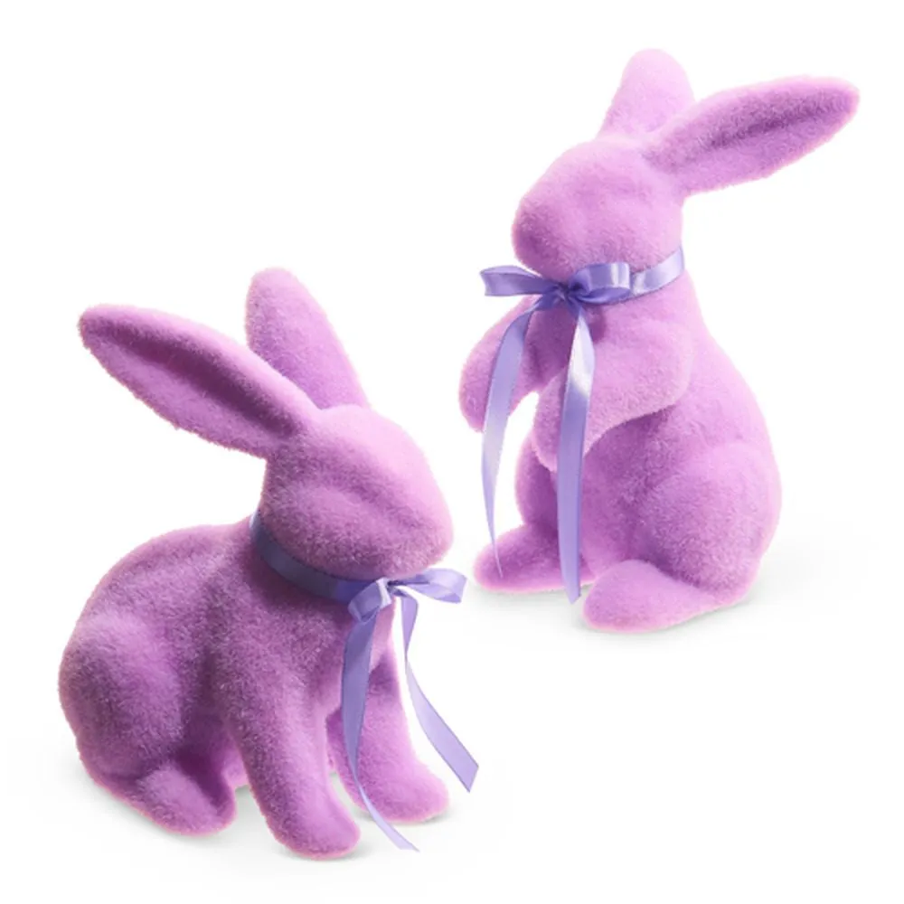 Raz Imports 2024 Easter 8.75" Flocked Bunny, Asst of 2