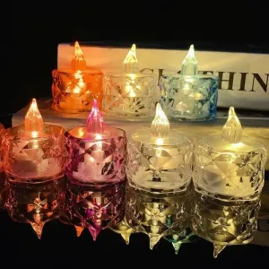 Refulgix Flameless and Smokeless Decorative Candles Transparent Acrylic Led Tea Light Candle Light for Room, Birthday, Diwali, Christmas, Festival, Events Decor Candles (12 Pieces, Multi, 2 cm)
