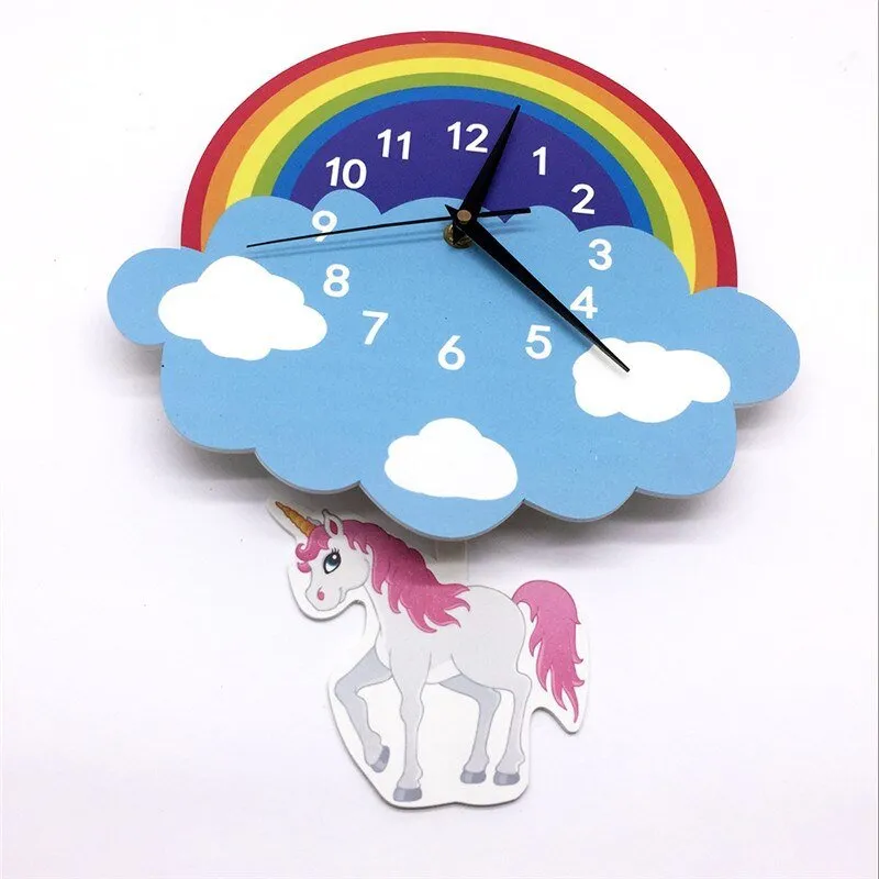 Rocket Wall Clock for Kids Bedroom Home Decoration