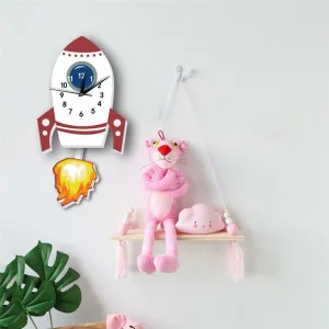 Rocket Wall Clock for Kids Bedroom Home Decoration