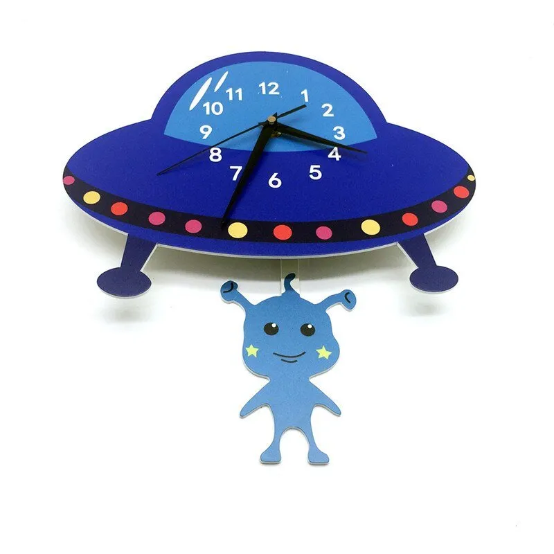 Rocket Wall Clock for Kids Bedroom Home Decoration