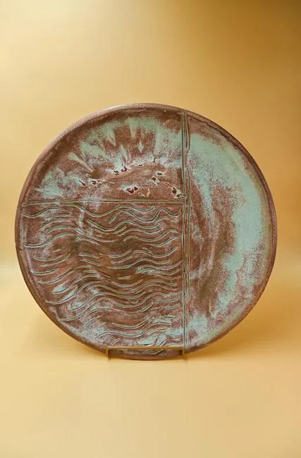 Round Stoneware Engraved Platter