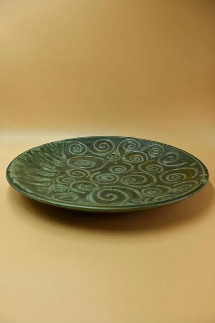 Round Stoneware Engraved Platter