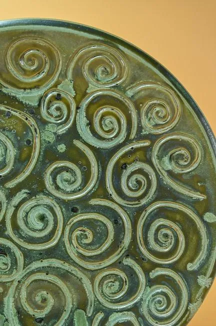 Round Stoneware Engraved Platter