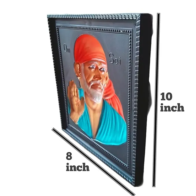 SAICHHA GIFTS Marble Photo Frames SaiBaba 3D for Temple and Home Decor Shirdi SaiBaba Photo Frame for Home Decor | Sai Baba Photo Frame | Sai Baba Home Decor Showpiece (Blue)
