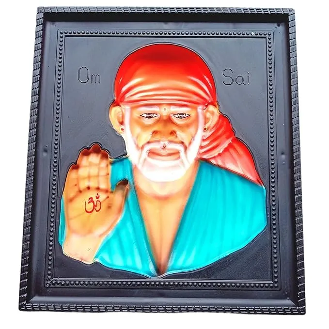 SAICHHA GIFTS Marble Photo Frames SaiBaba 3D for Temple and Home Decor Shirdi SaiBaba Photo Frame for Home Decor | Sai Baba Photo Frame | Sai Baba Home Decor Showpiece (Blue)