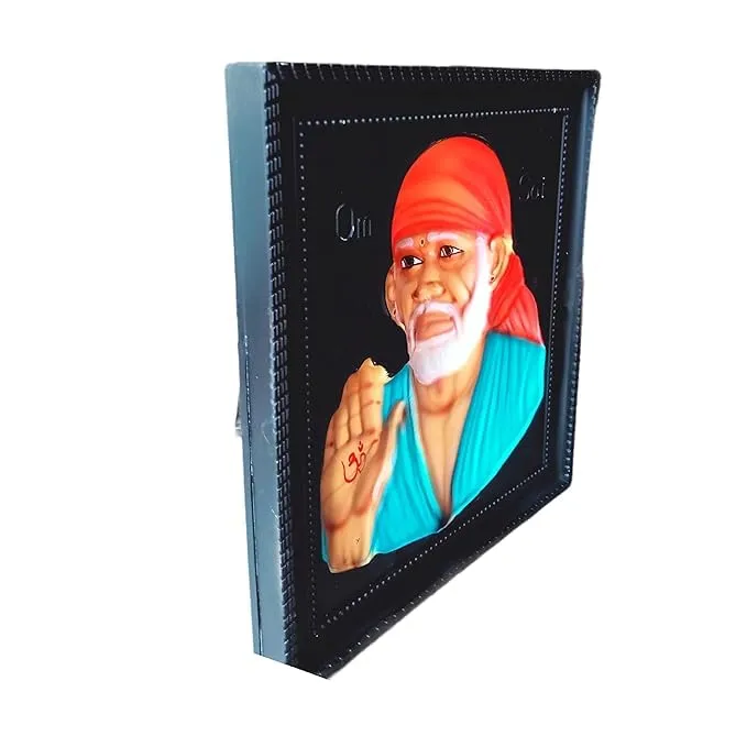 SAICHHA GIFTS Marble Photo Frames SaiBaba 3D for Temple and Home Decor Shirdi SaiBaba Photo Frame for Home Decor | Sai Baba Photo Frame | Sai Baba Home Decor Showpiece (Blue)