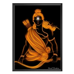 SANVIK CREATIONS Lord Shree Ram Photo Frame Collection - Small and Large Acrylic Frames for Table, Temple Wall, Mandir, Gym, and Outdoor Spaces, Home Decor (12 x 18, Gold-01)